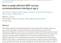 How to make effective HPV vaccine recommendations starting at age 9 - PubMed (nih.gov)